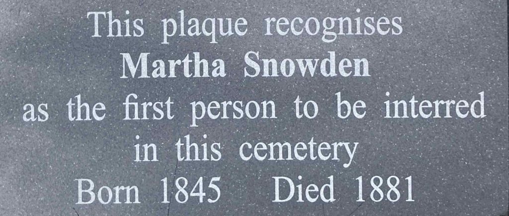 Plaque for Martha Snowden